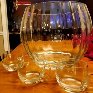 Elegant Clear Glass Punch Bowl Set
